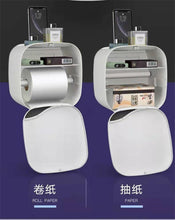 Load image into Gallery viewer, Bathroom Waterproof Tissue Box Plastic Bath Toilet Paper Holder Wall Mounted Paper Storage Box Double Layer Dispenser