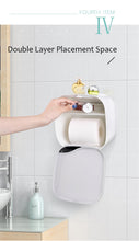 Load image into Gallery viewer, Bathroom Waterproof Tissue Box Plastic Bath Toilet Paper Holder Wall Mounted Paper Storage Box Double Layer Dispenser
