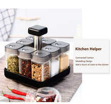 Load image into Gallery viewer, Kitchen Jars For Spices Rotating Glass Cruet Seasoning Jar Set BBQ Pepper Salt Shakers Paprika Bottle Kitchen Storage Rack Jar