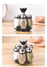 Load image into Gallery viewer, Kitchen Jars For Spices Rotating Glass Cruet Seasoning Jar Set BBQ Pepper Salt Shakers Paprika Bottle Kitchen Storage Rack Jar