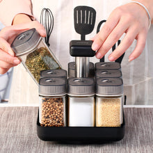 Load image into Gallery viewer, Kitchen Jars For Spices Rotating Glass Cruet Seasoning Jar Set BBQ Pepper Salt Shakers Paprika Bottle Kitchen Storage Rack Jar