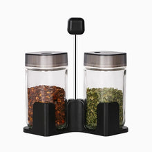 Load image into Gallery viewer, Kitchen Jars For Spices Rotating Glass Cruet Seasoning Jar Set BBQ Pepper Salt Shakers Paprika Bottle Kitchen Storage Rack Jar