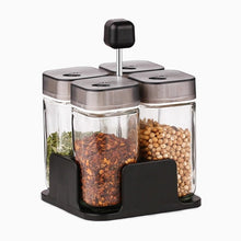 Load image into Gallery viewer, Kitchen Jars For Spices Rotating Glass Cruet Seasoning Jar Set BBQ Pepper Salt Shakers Paprika Bottle Kitchen Storage Rack Jar