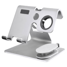 Load image into Gallery viewer, 2 In 1 Aluminum Alloy Charging Stand Station Tablet Mobile Phone Car Home Smart Watch Portable Desktop Office Holder Bracket