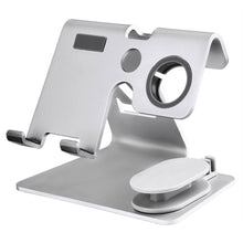 Load image into Gallery viewer, 2 In 1 Aluminum Alloy Charging Stand Station Tablet Mobile Phone Car Home Smart Watch Portable Desktop Office Holder Bracket
