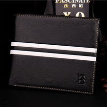 Load image into Gallery viewer, Classic Solid Leather Men's Wallets Purse For Man Striped Designer Male Credit Card Holders