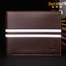 Load image into Gallery viewer, Classic Solid Leather Men's Wallets Purse For Man Striped Designer Male Credit Card Holders
