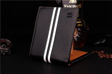 Load image into Gallery viewer, Classic Solid Leather Men's Wallets Purse For Man Striped Designer Male Credit Card Holders