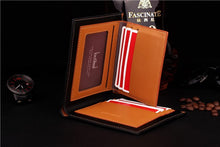 Load image into Gallery viewer, Classic Solid Leather Men's Wallets Purse For Man Striped Designer Male Credit Card Holders