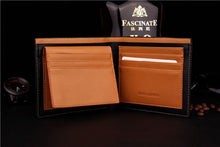 Load image into Gallery viewer, Classic Solid Leather Men's Wallets Purse For Man Striped Designer Male Credit Card Holders