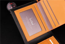 Load image into Gallery viewer, Classic Solid Leather Men's Wallets Purse For Man Striped Designer Male Credit Card Holders