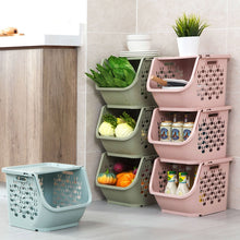 Load image into Gallery viewer, Home can stack storage baskets plastic toys storage kitchen snacks vegetable baskets bathroom racks