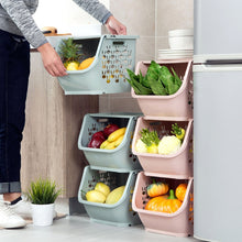 Load image into Gallery viewer, Home can stack storage baskets plastic toys storage kitchen snacks vegetable baskets bathroom racks