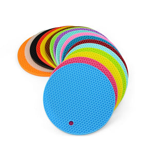 Kitchen Tools Gadgets 18/14cm Silicone Mat Heat Resistant Cup Mat Coasters Round Non-slip Table Placemat Kitchen Accessories M.