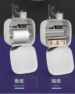 Bathroom Waterproof Tissue Box Plastic Bath Toilet Paper Holder Wall Mounted Paper Storage Box Double Layer Dispenser