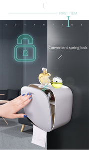 Bathroom Waterproof Tissue Box Plastic Bath Toilet Paper Holder Wall Mounted Paper Storage Box Double Layer Dispenser