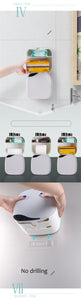 Bathroom Waterproof Tissue Box Plastic Bath Toilet Paper Holder Wall Mounted Paper Storage Box Double Layer Dispenser