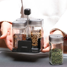 Load image into Gallery viewer, Kitchen Jars For Spices Rotating Glass Cruet Seasoning Jar Set BBQ Pepper Salt Shakers Paprika Bottle Kitchen Storage Rack Jar
