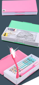 2020 New Creative Multifunctional Pencil Case With Led Light Usb Mini Fan Student Stationery Box Korean Pencil Case Boy And Girl