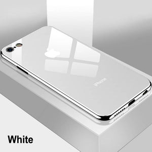Luxury Tempered Glass Case For iPhone 7 6s 11 Pro Max X XR XS 8 Plus Xs Max Plating Mirror Cover Glossy Carcasas Coque Etui