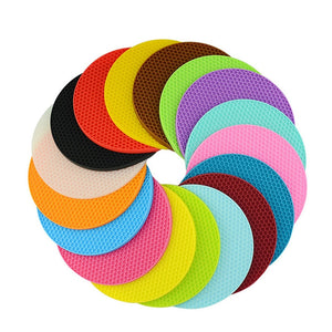 Kitchen Tools Gadgets 18/14cm Silicone Mat Heat Resistant Cup Mat Coasters Round Non-slip Table Placemat Kitchen Accessories M.