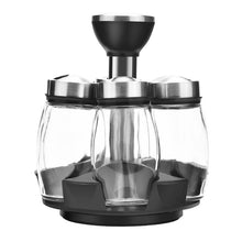 Load image into Gallery viewer, Kitchen Jars For Spices Rotating Glass Cruet Seasoning Jar Set BBQ Pepper Salt Shakers Paprika Bottle Kitchen Storage Rack Jar
