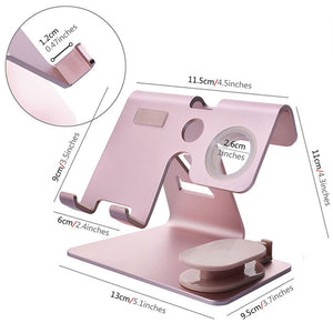 2 In 1 Aluminum Alloy Charging Stand Station Tablet Mobile Phone Car Home Smart Watch Portable Desktop Office Holder Bracket