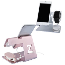 Load image into Gallery viewer, 2 In 1 Aluminum Alloy Charging Stand Station Tablet Mobile Phone Car Home Smart Watch Portable Desktop Office Holder Bracket
