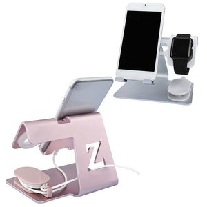 2 In 1 Aluminum Alloy Charging Stand Station Tablet Mobile Phone Car Home Smart Watch Portable Desktop Office Holder Bracket