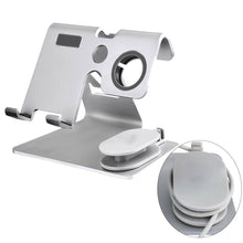 Load image into Gallery viewer, 2 In 1 Aluminum Alloy Charging Stand Station Tablet Mobile Phone Car Home Smart Watch Portable Desktop Office Holder Bracket
