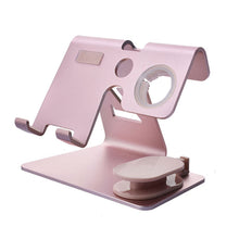 Load image into Gallery viewer, 2 In 1 Aluminum Alloy Charging Stand Station Tablet Mobile Phone Car Home Smart Watch Portable Desktop Office Holder Bracket
