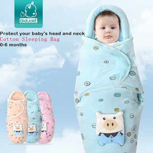 0-8M Newborn Baby Cotton Blanket Swaddle Cute Cartoon Toddler Winter Warm Sleeping Bags Sleep Sack Little Baby Stroller Wrap