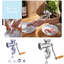 Load image into Gallery viewer, Aluminium  Hand Operate Manual Meat Grinder Sausage Beef Mincer With Table top Clamp Kitchen Home Tool
