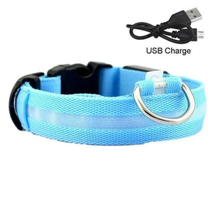 Dog Collar USB Charging LED Light Flashing Nylon Dog Leash For Puppy Small Medium Large Dog Walking Safe Pet Supplies