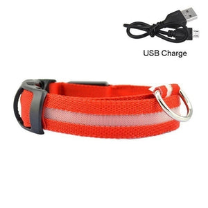 Dog Collar USB Charging LED Light Flashing Nylon Dog Leash For Puppy Small Medium Large Dog Walking Safe Pet Supplies